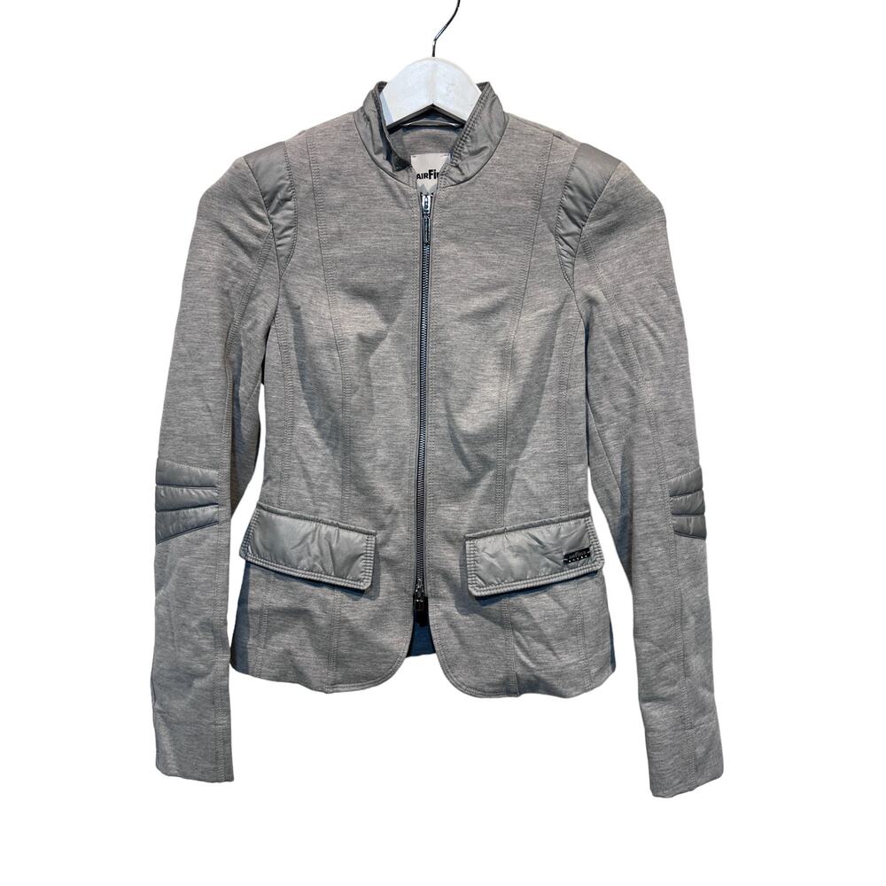 Airfield Jacket Womens Full Zip Fitted Faux Pockets Round Neck Measures Small - Picture 2 of 14